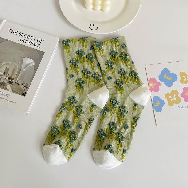 Florale Retro-Viertel-Socken (5 Paar) - Grün - EU36-40 (US3-7) - image 10