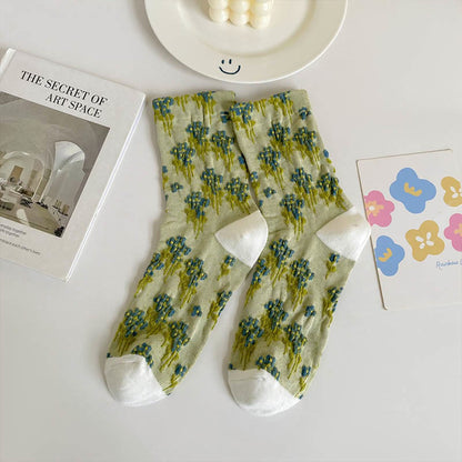 Florale Retro-Viertel-Socken (5 Paar) - Grün - EU36-40 (US3-7) - image 10