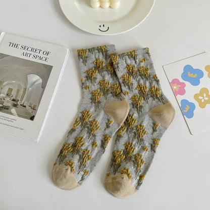 Florale Retro-Viertel-Socken (5 Paar) - Khaki - EU36-40 (US3-7) - image 9