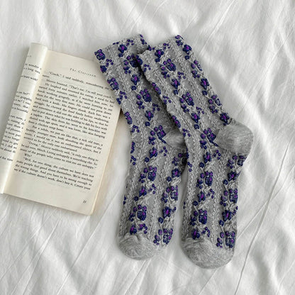 Viertelsocken mit Retro-Blumenmuster (5 Paar) - Grau - EU36-40 (US3-7) - image 10