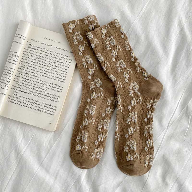 Viertelsocken mit Retro-Blumenmuster (5 Paar) - Khaki - EU36-40 (US3-7) - image 12