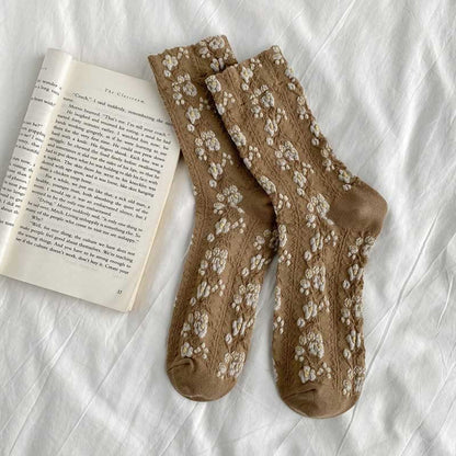Viertelsocken mit Retro-Blumenmuster (5 Paar) - Khaki - EU36-40 (US3-7) - image 12