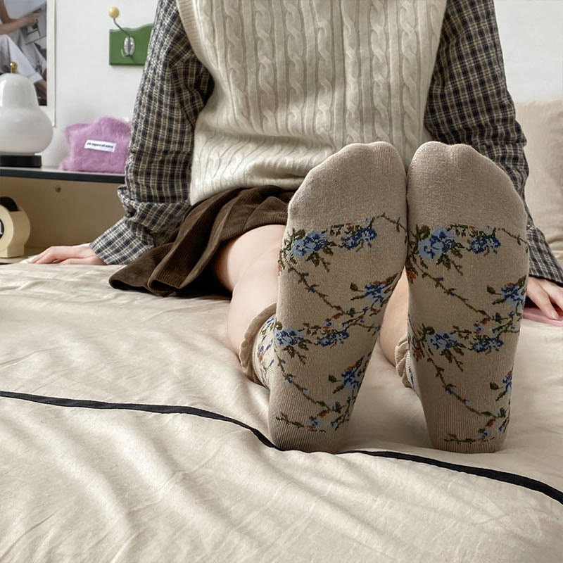 Süße Viertelsocken mit kleinen Blumenmustern (5 Paar) - image 2