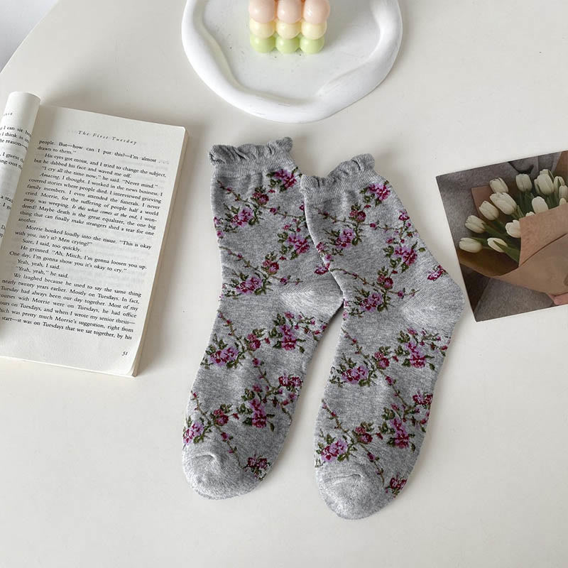 Süße Viertelsocken mit kleinen Blumenmustern (5 Paar) - Grau - EU36-40 (US3-7) - image 10