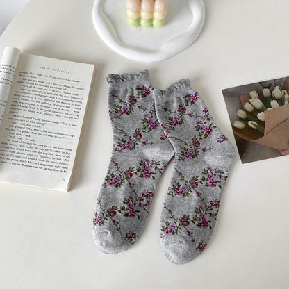 Süße Viertelsocken mit kleinen Blumenmustern (5 Paar) - Grau - EU36-40 (US3-7) - image 10