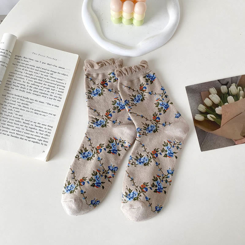Süße Viertelsocken mit kleinen Blumenmustern (5 Paar) - Khaki - EU36-40 (US3-7) - image 13