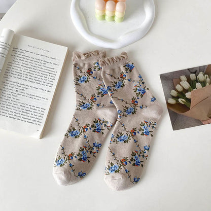 Süße Viertelsocken mit kleinen Blumenmustern (5 Paar) - Khaki - EU36-40 (US3-7) - image 13