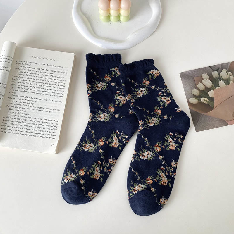 Süße Viertelsocken mit kleinen Blumenmustern (5 Paar) - Marineblau - EU36-40 (US3-7) - image 11