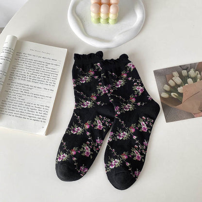 Süße Viertelsocken mit kleinen Blumenmustern (5 Paar) - Schwarz - EU36-40 (US3-7) - image 12