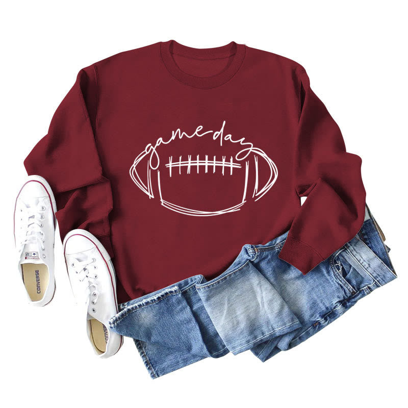 Weißes Sweatshirt mit Rugby-Print in Übergröße - Wein - 2XL - image 4