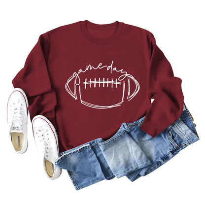 Weißes Sweatshirt mit Rugby-Print in Übergröße - Wein - 2XL - image 4
