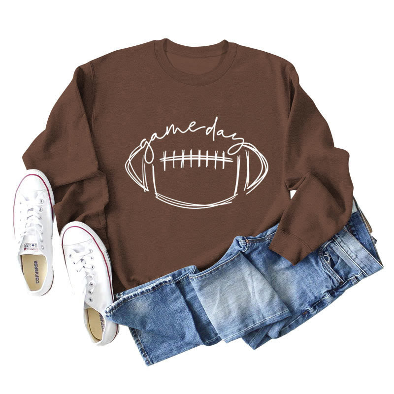 Weißes Sweatshirt mit Rugby-Print in Übergröße - Kaffee - 2XL - image 3
