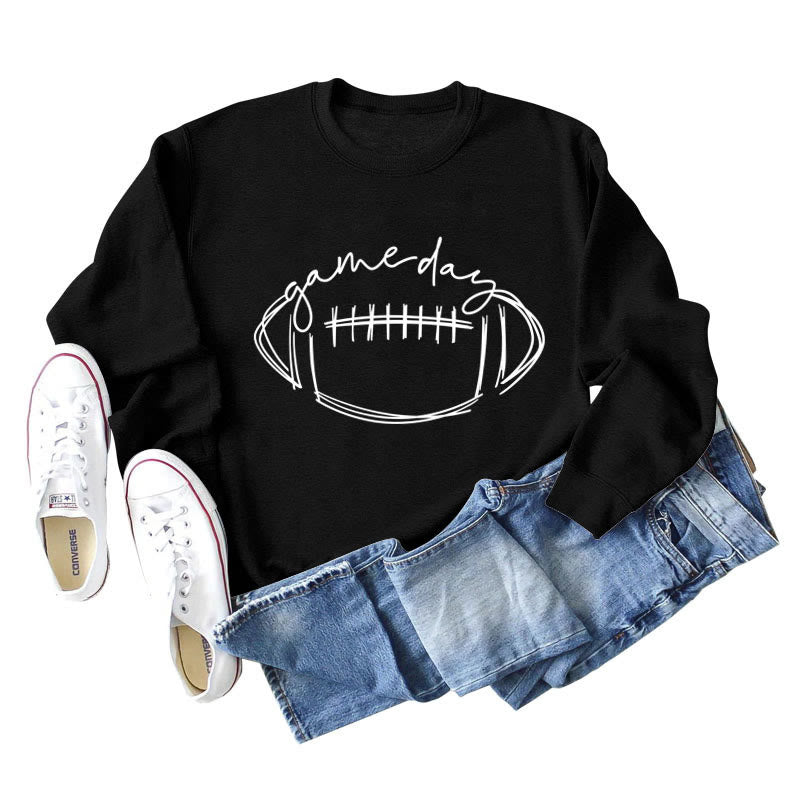 Schwarzes Sweatshirt mit Game Day-Print in Übergröße - image 8
