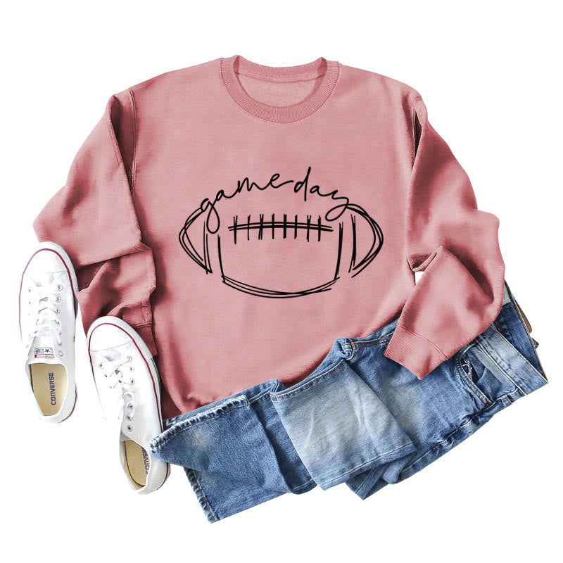 Schwarzes Sweatshirt mit Game Day-Print in Übergröße - Rosa - 2XL - image 11