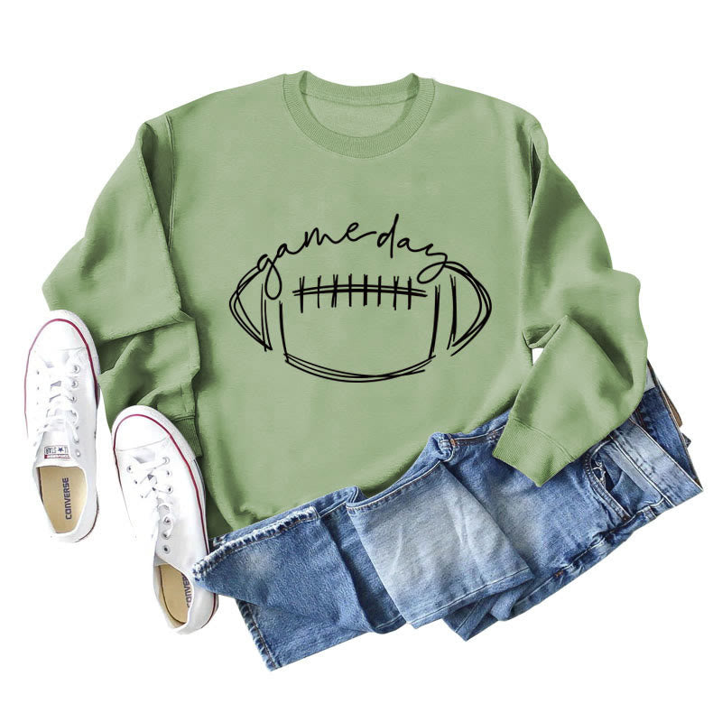 Schwarzes Sweatshirt mit Game Day-Print in Übergröße - Olivgrün - 2XL - image 1