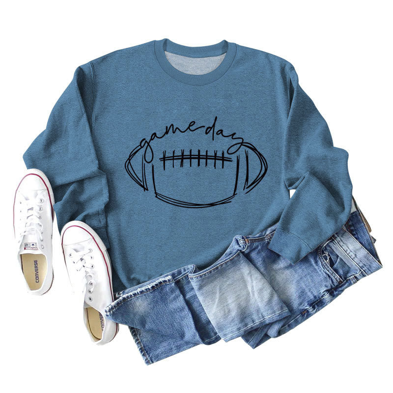Schwarzes Sweatshirt mit Game Day-Print in Übergröße