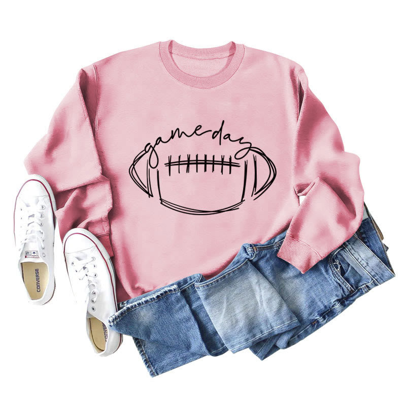 Schwarzes Sweatshirt mit Game Day-Print in Übergröße - Hellrosa - 2XL - image 6