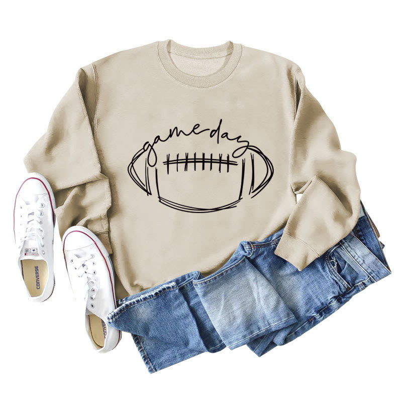 Schwarzes Sweatshirt mit Game Day-Print in Übergröße - Aprikose - 2XL - image 3