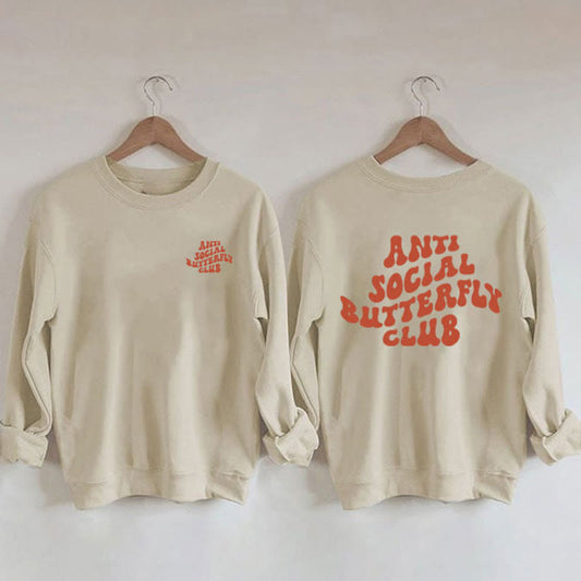 Orangefarbenes Sweatshirt mit Text in Übergröße