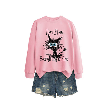 Sweatshirt mit wütender Katze in Übergröße - Rosa - 2XL - image 6
