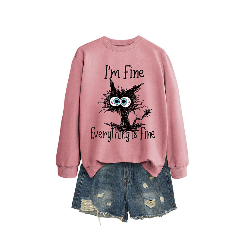 Sweatshirt mit wütender Katze in Übergröße - Dunkelrosa - 2XL - image 10