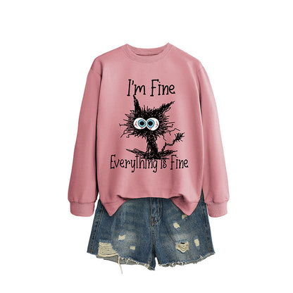 Sweatshirt mit wütender Katze in Übergröße - Dunkelrosa - 2XL - image 10