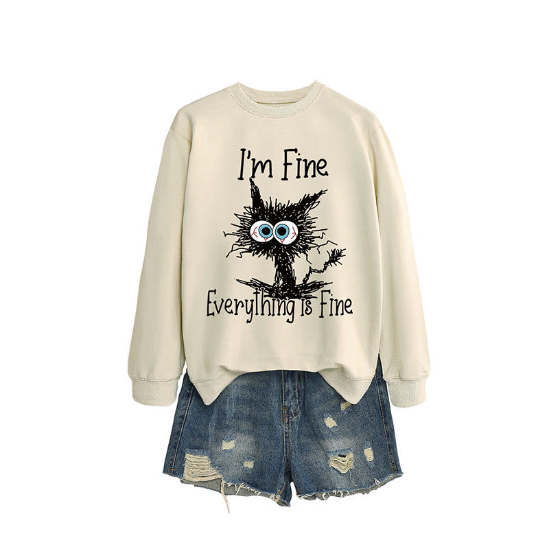 Sweatshirt mit wütender Katze in Übergröße - Aprikose - 2XL - image 5