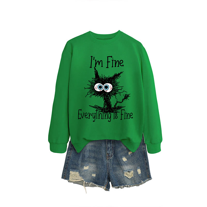 Sweatshirt mit wütender Katze in Übergröße - Grün - 2XL - image 3