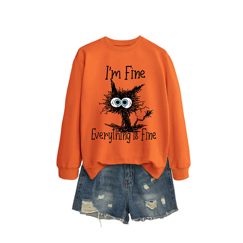 Sweatshirt mit wütender Katze in Übergröße - Orange - 2XL - image 4