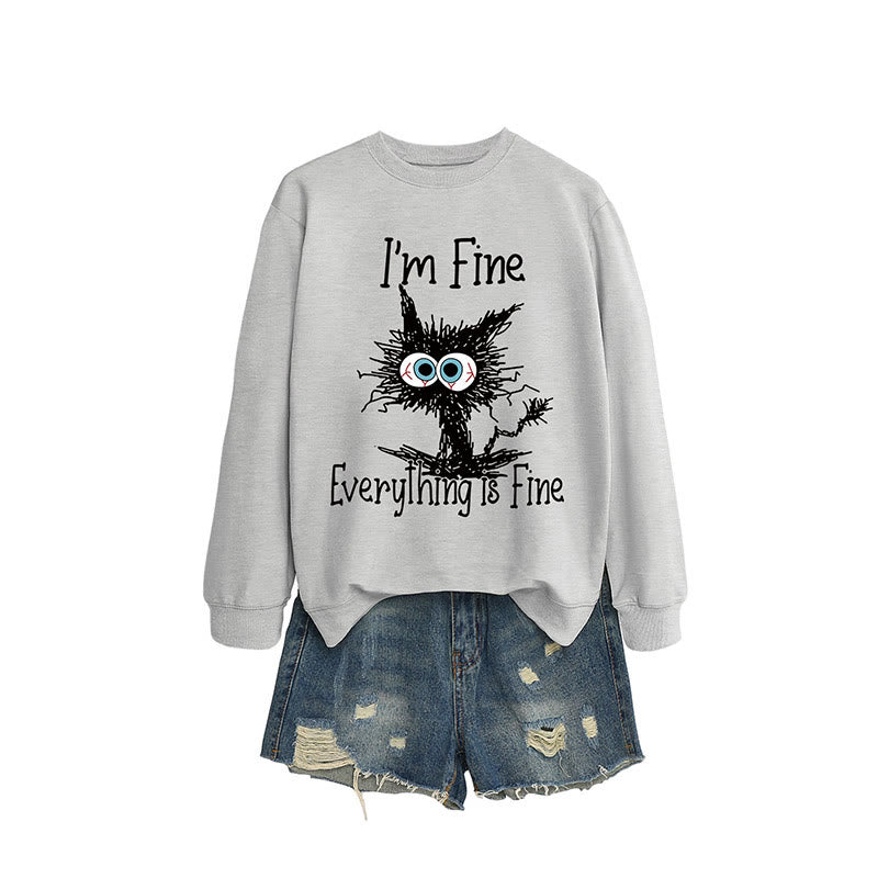 Sweatshirt mit wütender Katze in Übergröße - Grau - 2XL - image 8