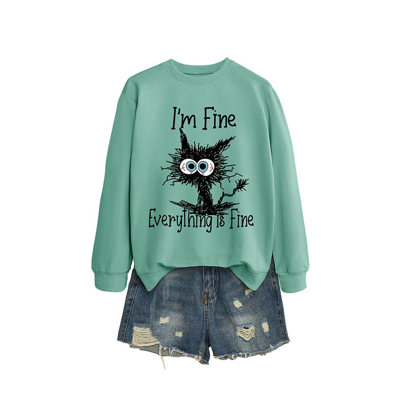Sweatshirt mit wütender Katze in Übergröße - Hellgrün - 2XL - image 12