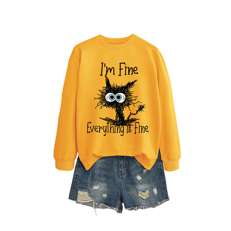 Sweatshirt mit wütender Katze in Übergröße - Gelb - 2XL - image 8