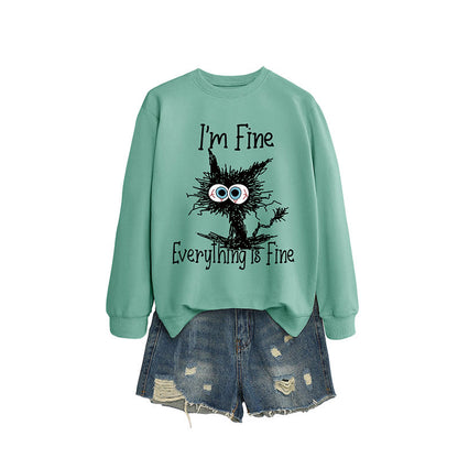 Sweatshirt mit wütender Katze in Übergröße - Hellgrün - 2XL - image 11