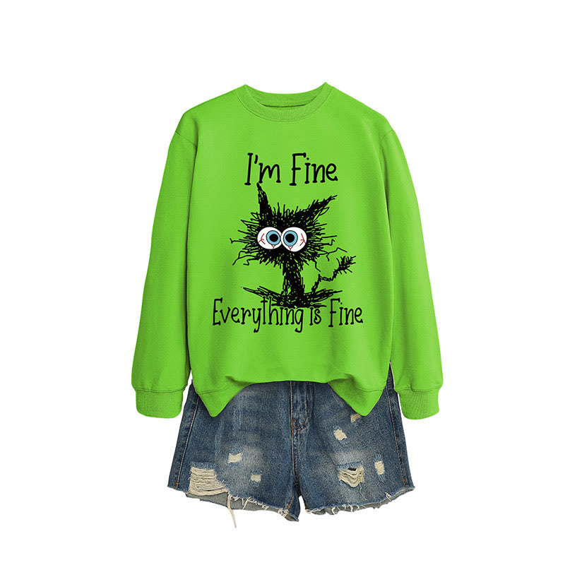 Sweatshirt mit wütender Katze in Übergröße - Fluoreszierendes Grün - 2XL - image 13