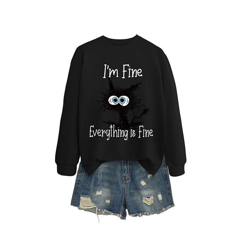 Schwarzes Katzen-Sweatshirt in Übergröße - Schwarz - 2XL - image 7