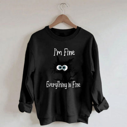 Schwarzes Katzen-Sweatshirt in Übergröße - image 0