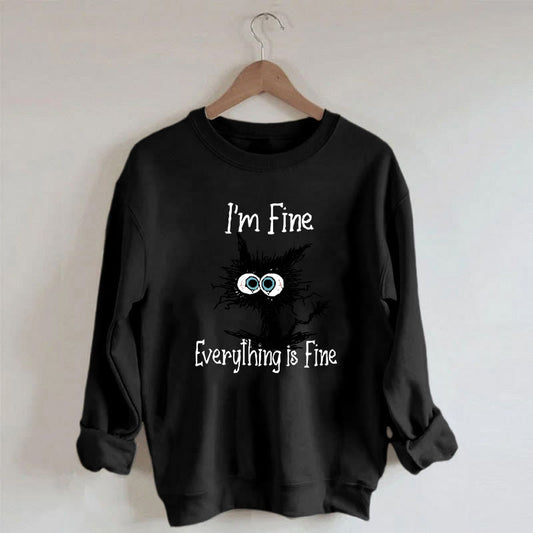 Schwarzes Katzen-Sweatshirt in Übergröße - image 0
