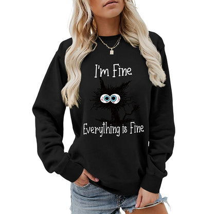Schwarzes Katzen-Sweatshirt in Übergröße - image 16