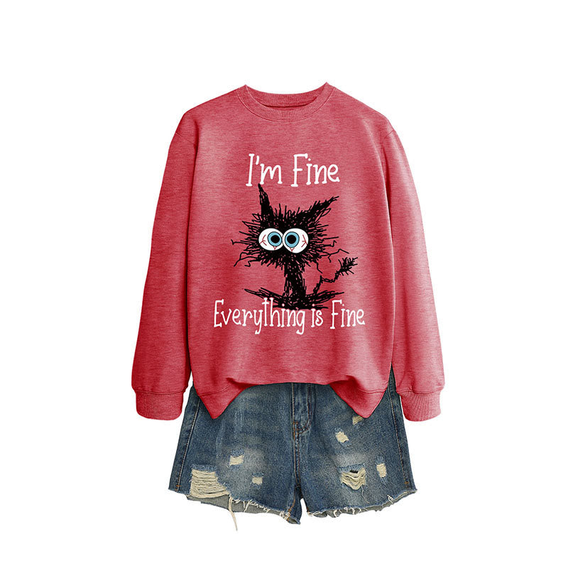 Schwarzes Katzen-Sweatshirt in Übergröße - Rosa - 2XL - image 9
