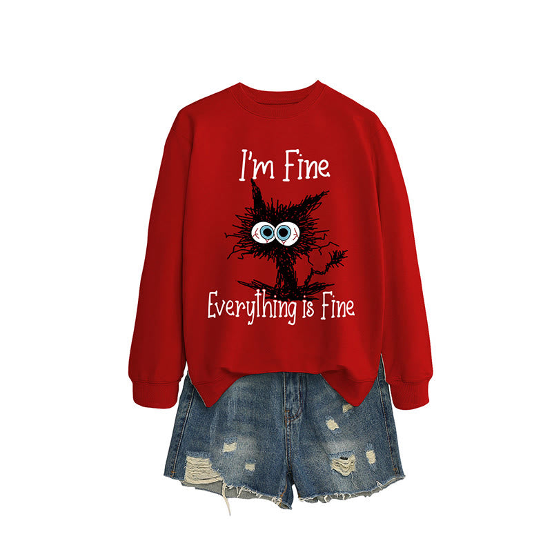 Schwarzes Katzen-Sweatshirt in Übergröße - Rot - 2XL - image 2