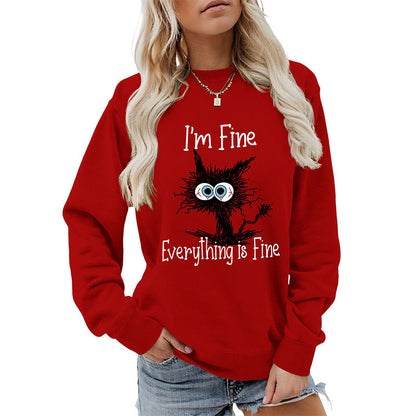 Schwarzes Katzen-Sweatshirt in Übergröße - image 13