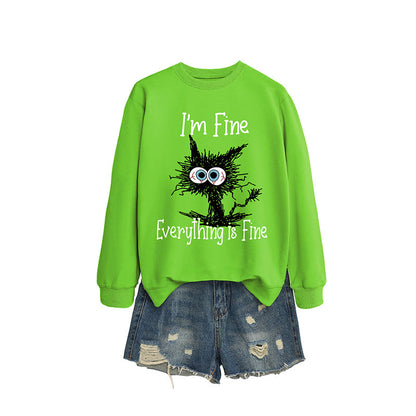 Schwarzes Katzen-Sweatshirt in Übergröße - Hellgrün - 2XL - image 11