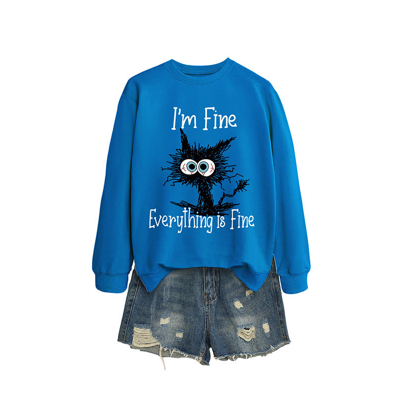 Schwarzes Katzen-Sweatshirt in Übergröße - Blau - 2XL - image 4