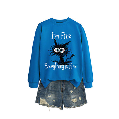 Schwarzes Katzen-Sweatshirt in Übergröße - Blau - 2XL - image 4