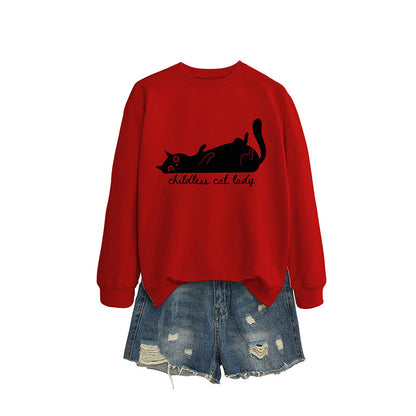 Süßes Katzen-Sweatshirt in Übergröße - Rot - 2XL - image 2
