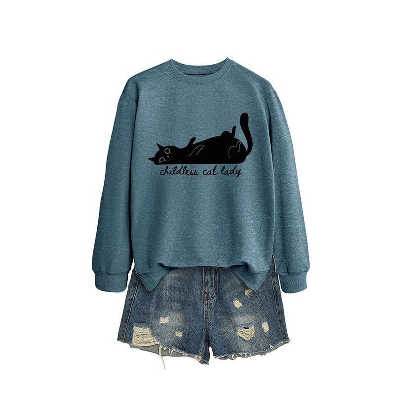 Süßes Katzen-Sweatshirt in Übergröße - Blau - 2XL - image 15