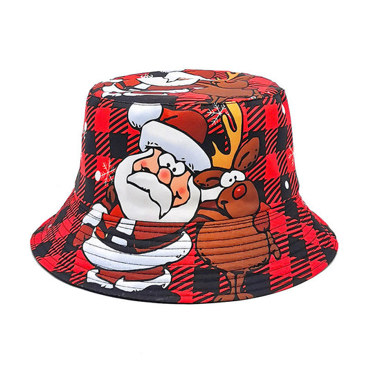 Fischerhut mit Weihnachtsmann-Elch-Motiv in Übergröße - Rot - Einheitsgröße - image 1