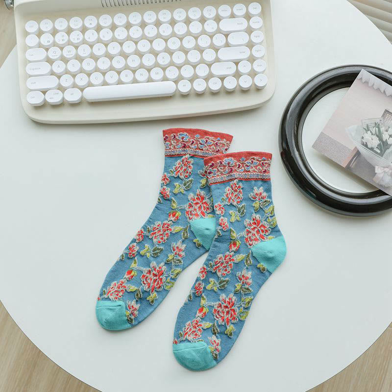 Viertelsocken mit floralem Relief (5 Paar) - Grün - EU36-40 (US3-7) - image 10