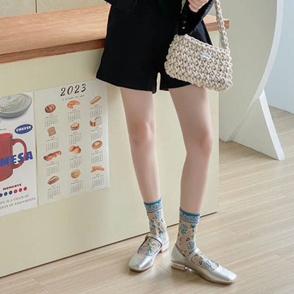 Viertelsocken mit floralem Relief (5 Paar) - image 7