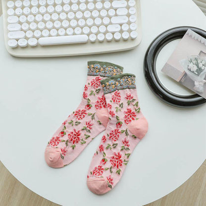 Viertelsocken mit floralem Relief (5 Paar) - Rosa - EU36-40 (US3-7) - image 12